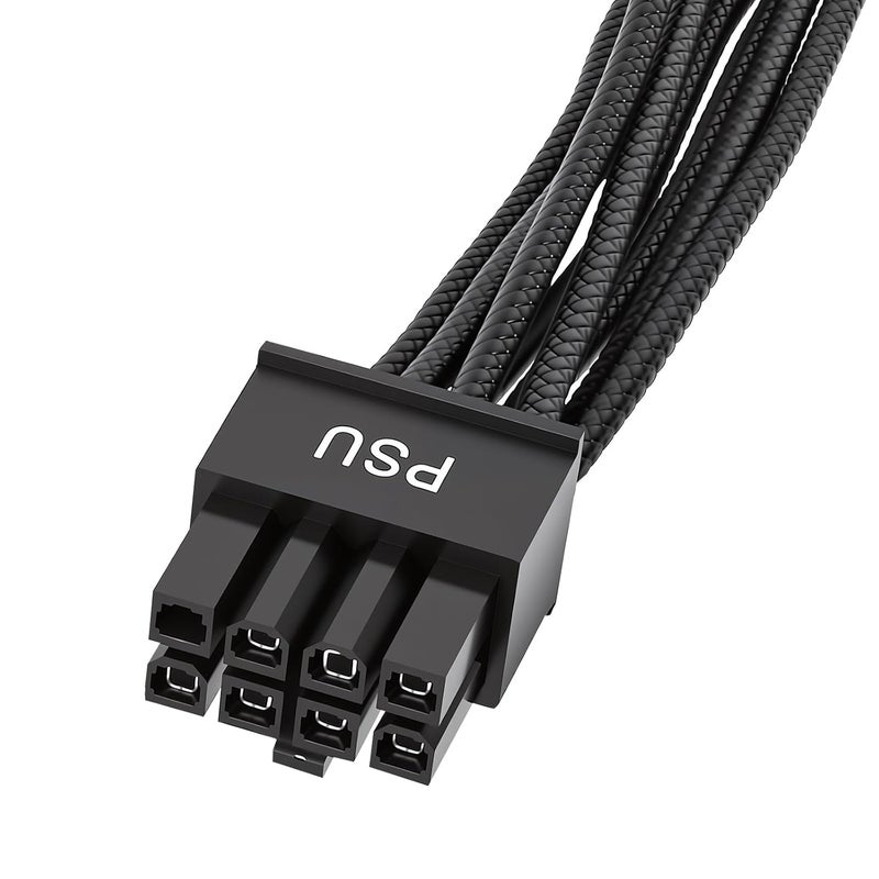 Certusfun PCIE Cable for Corsair, 65CM Male to Male 8 Pin to 6+2 Pin GPU Power Cable for Thermaltake, ARESGAME Modular Power Supply (25'') (Black 16AWG [V.2026]) - Image 2